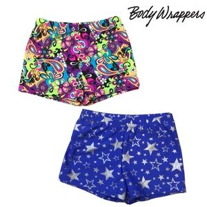 NWOT (2) Body Wrappers Girls Dance Booty Shorts